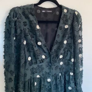 COPY - Zara Sheer Emerald Green Polkadot Dress